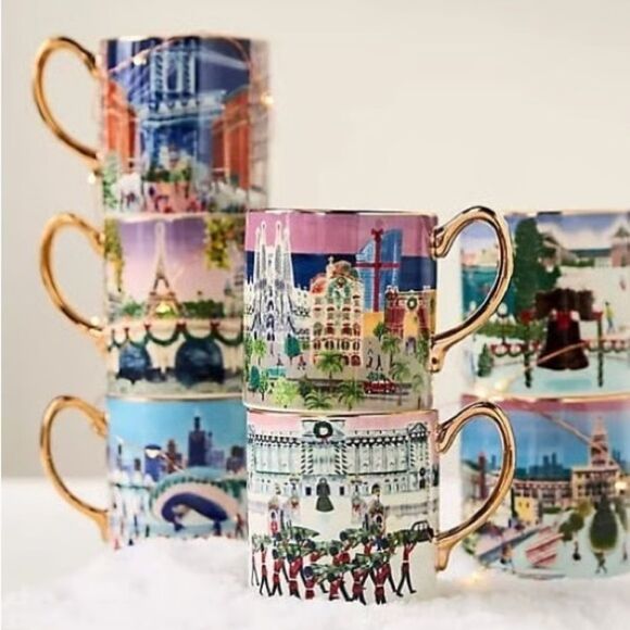 ❤️Anthro NWT Holiday in the City 2024 Colorful Cityscape Mug  - Barcelona - Picture 6 of 6